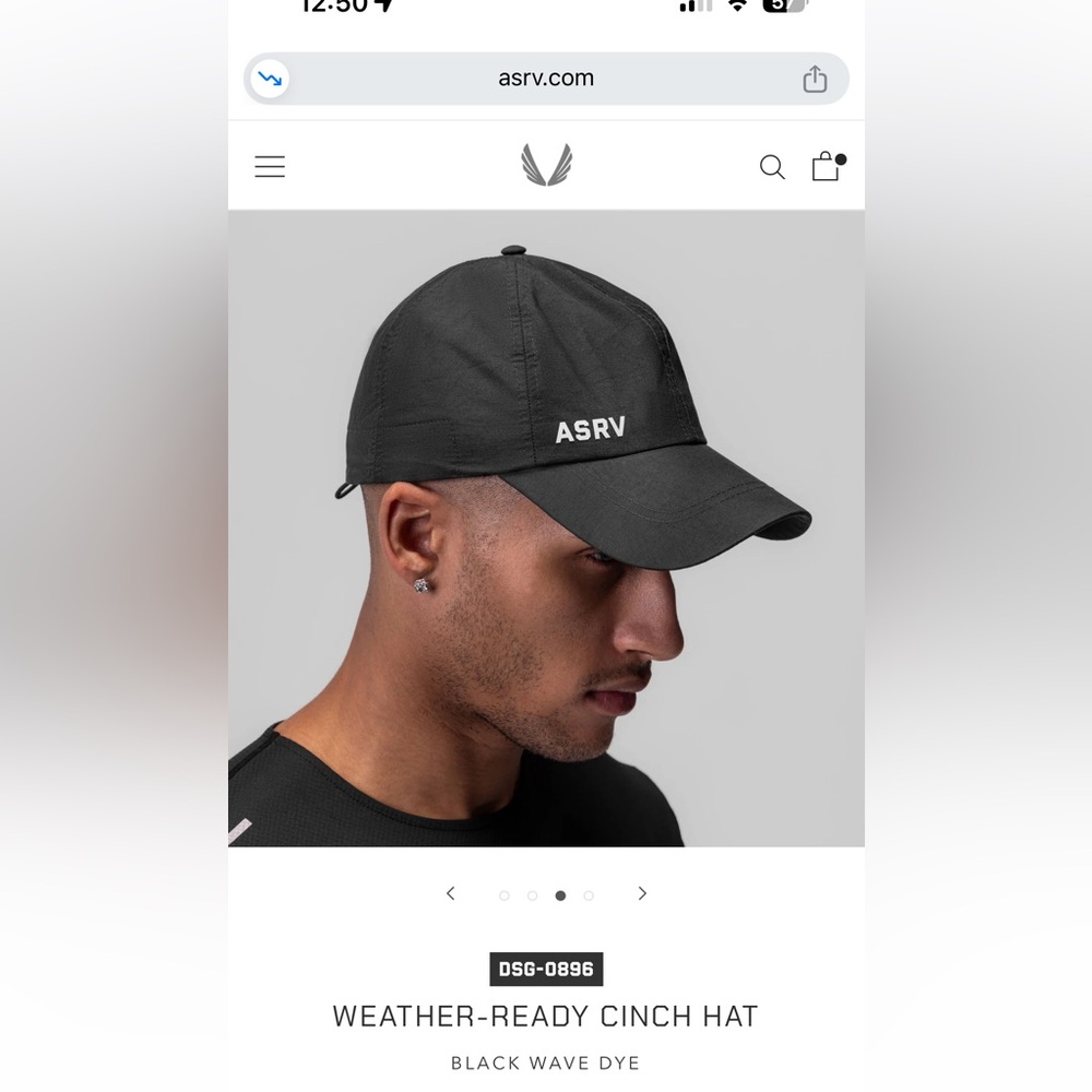 ASRV water repellent adjustable cap hat- distressed black -  small fit